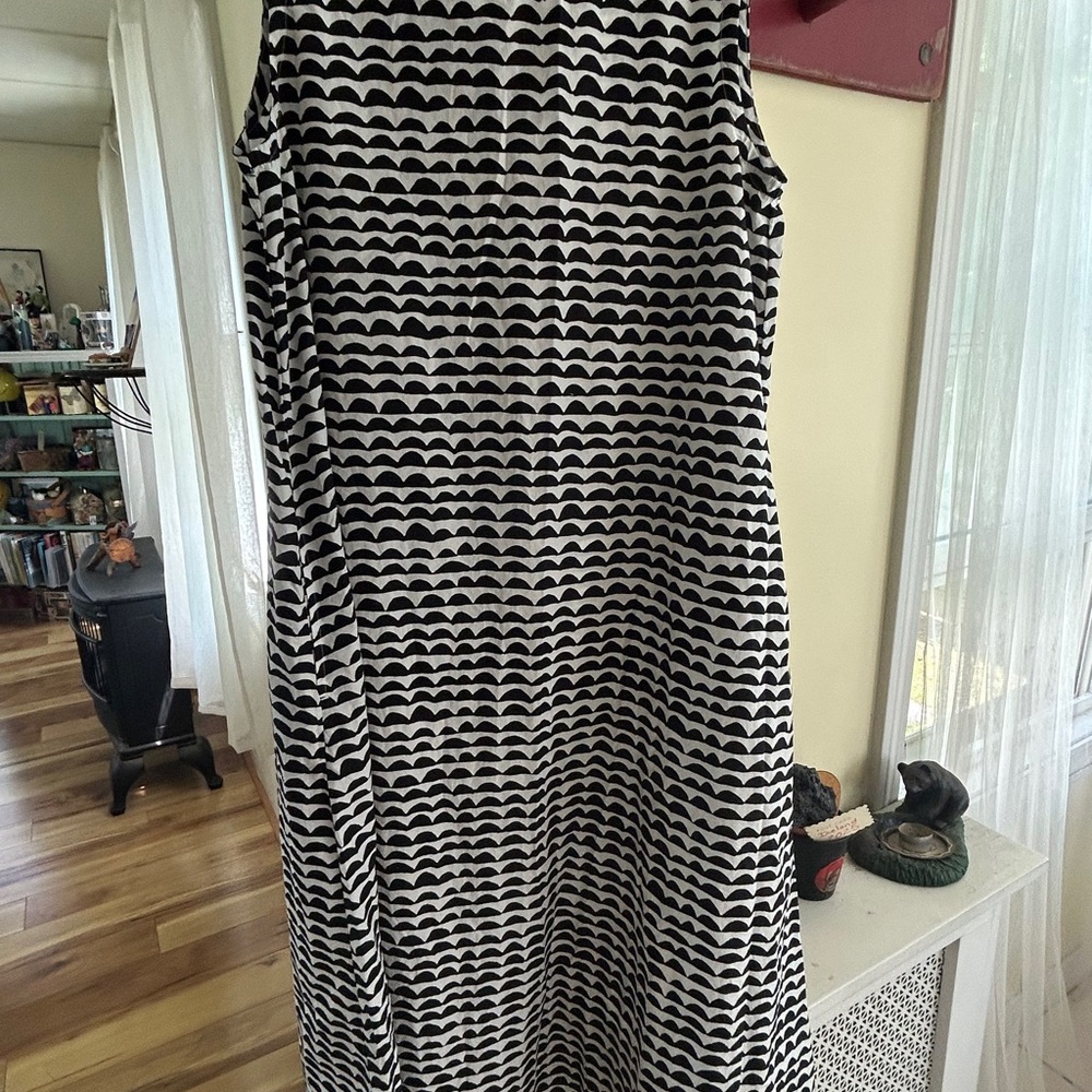 Marimekko Blue and White Wave Maxi Dress